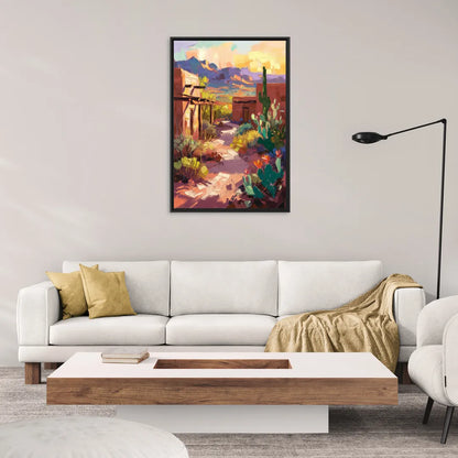 Santa Fe Desert Trail - Living Room Black Frame Canvas