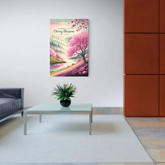 Traverse City Cherry Blossom Landscape - Canvas Wall Art Living Room