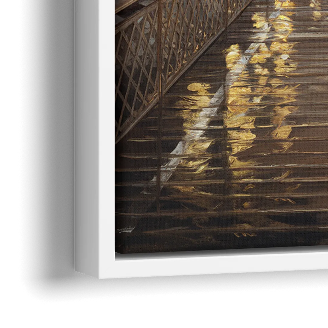 New York City Brooklyn Bridge View - Close-Up White Frame Canvas