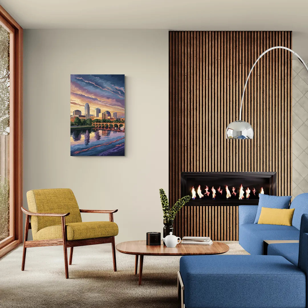 Austin Riverside Reflections - Canvas Wall Art Living Room