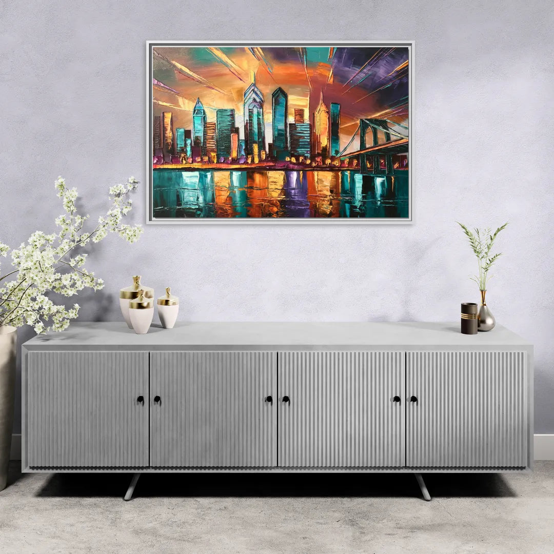 Philadelphia Mural Art - Living Room White Frame Canvas