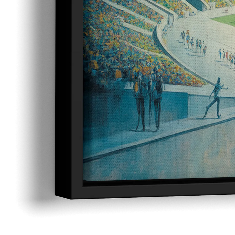 Olympic Stadium Panorama - Close-Up Black Frame Canvas