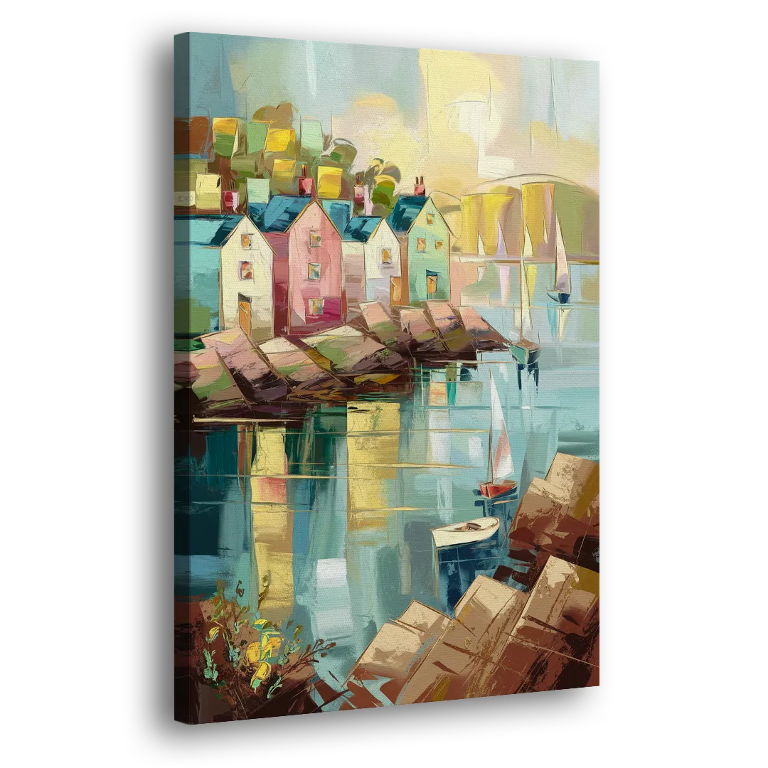 Bar Harbor Seaside Village - Canvas Print Art Sides