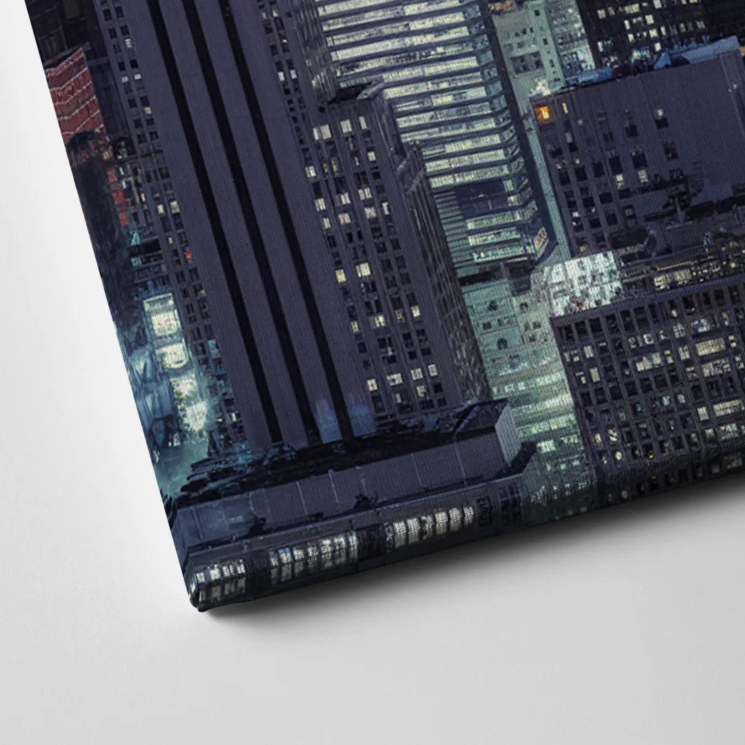 New York City Night Blue Lights Skyline Canvas Close Up