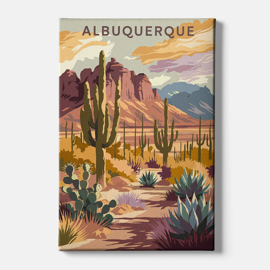 Albuquerque Desert Landscape - Canvas Wall Art