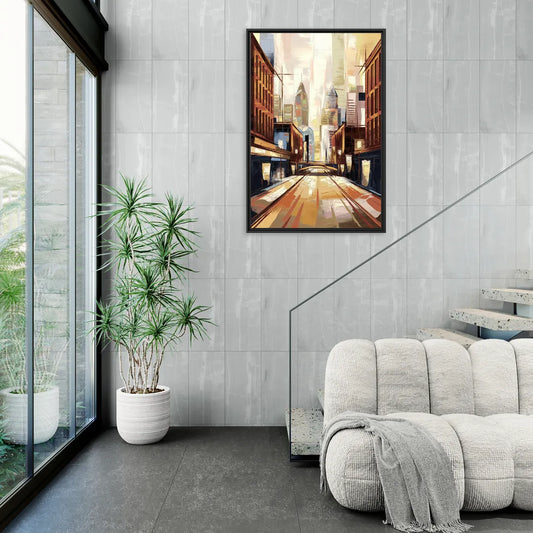 Philadelphia Market Street - Living Room Black Frame Canvas