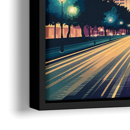 Dallas Night Lights - Close-Up Black Frame Canvas