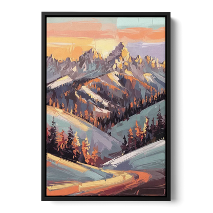 Park City Sunrise Panorama - Black Frame Canvas