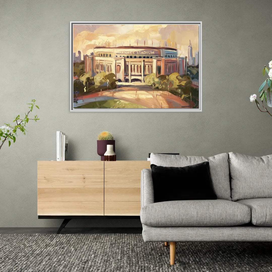 New York City Yankee Stadium - Living Room White Frame Canvas