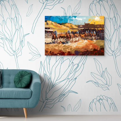 Fort Worth Rodeo And Cowboy Spirit - Canvas Wall Art Living Room