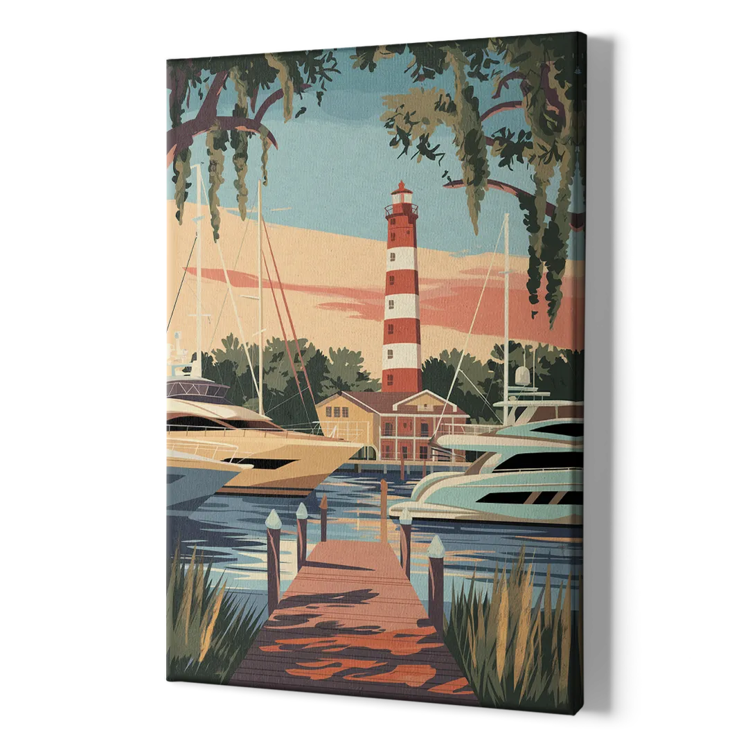 Hilton Head Island Harbour Town Marina - Canvas Print Art Sides