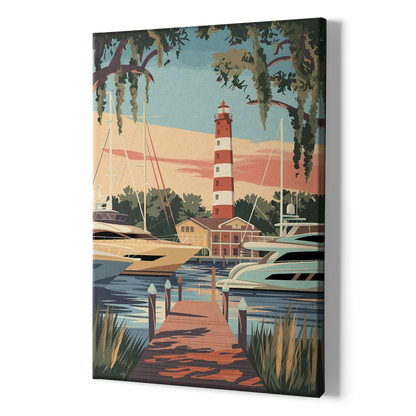 Hilton Head Island Harbour Town Marina - Canvas Print Art Sides