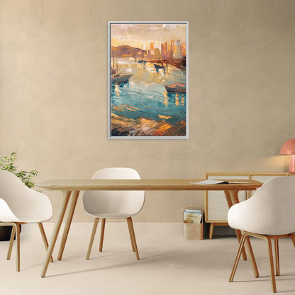 San Diego Harbor View Coastal - Living Room White Frame Canvas