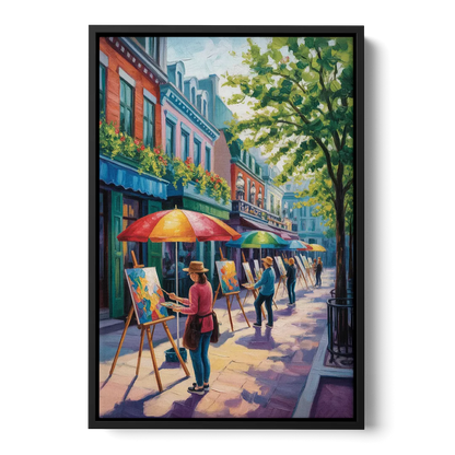 Rue du Tresor Artists Quebec - Black Frame Canvas