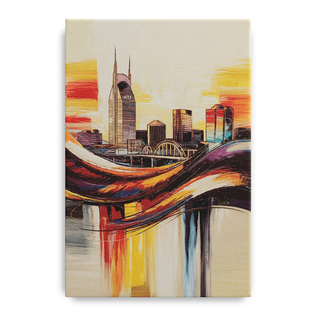 Nashville Skyline at Sunset - Canvas Wall Art