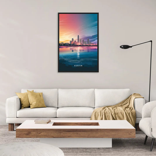 Austin Downtown Vibes Skyline - Living Room Black Frame Canvas