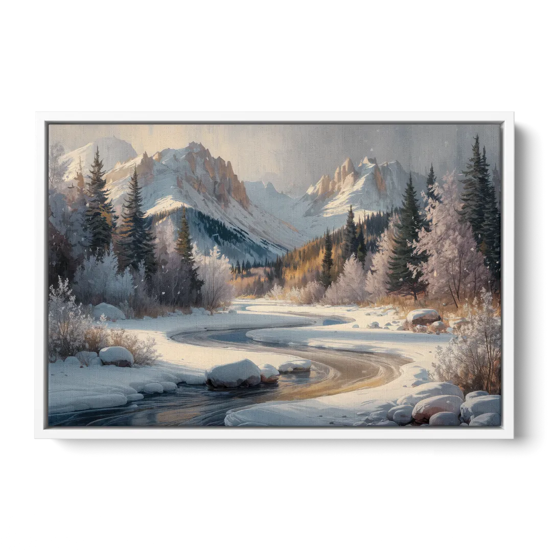 Colorado Springs Winter Wonderland - White Frame Canvas