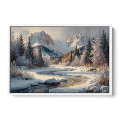 Colorado Springs Winter Wonderland - White Frame Canvas