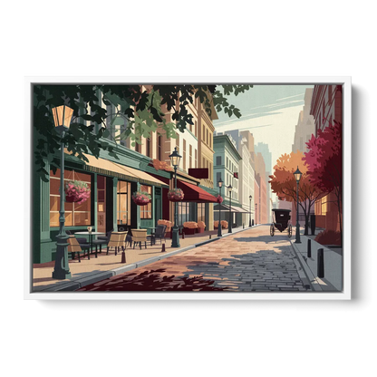 Franklin Vintage Streets - White Frame Canvas