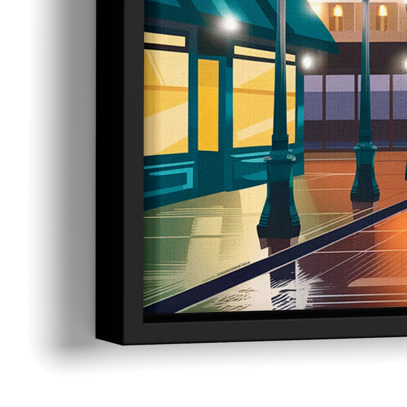 Madison Capitol Square Nights - Close-Up Black Frame Canvas