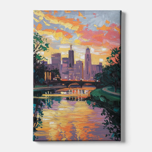 Augusta Sunset Over Skyline - Canvas Wall Art
