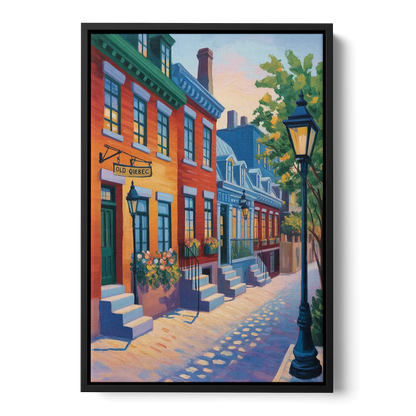Old Quebec Streets - Black Frame Canvas