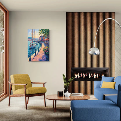 Old Port Waterfront - Canvas Wall Art Living Room