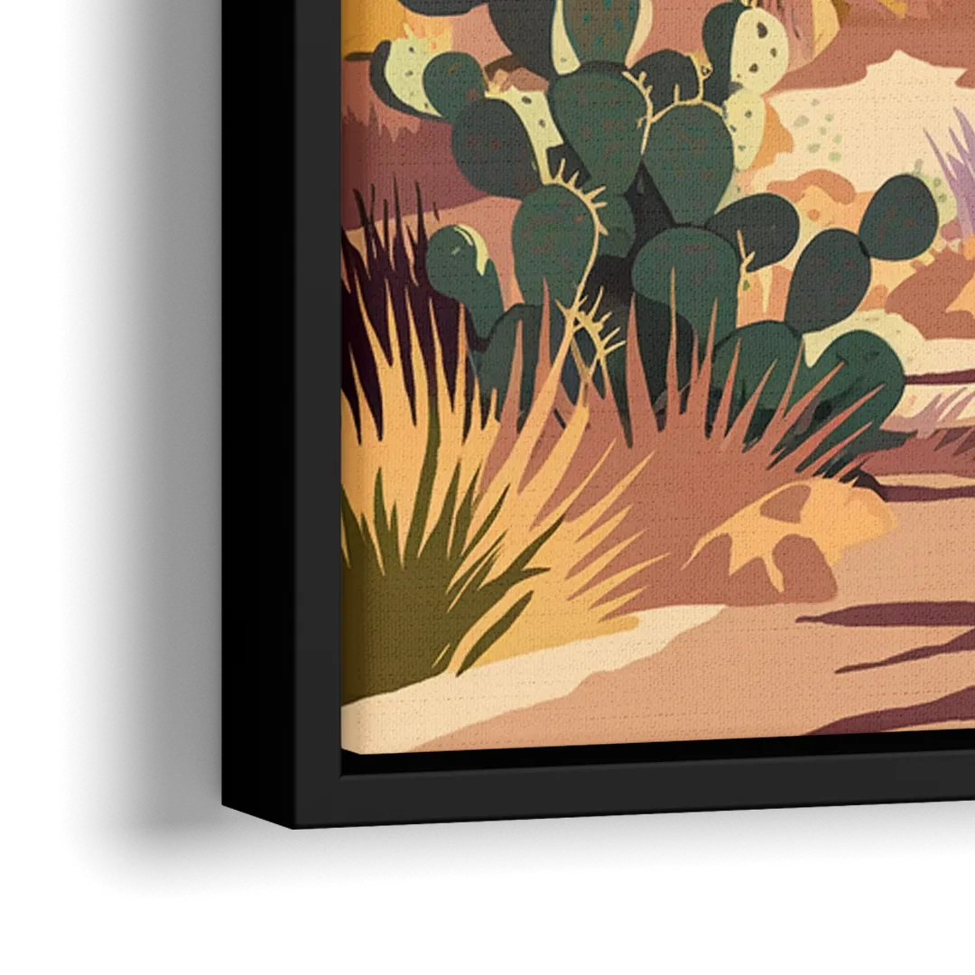 Albuquerque Desert Landscape - Close-Up Black Frame Canvas