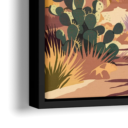 Albuquerque Desert Landscape - Close-Up Black Frame Canvas