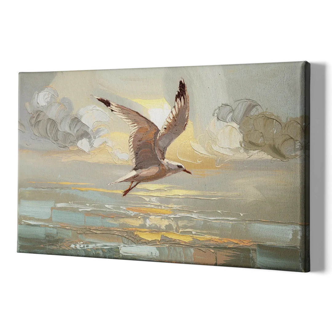 Corpus Christi Seagulls In Flight - Canvas Print Art Sides