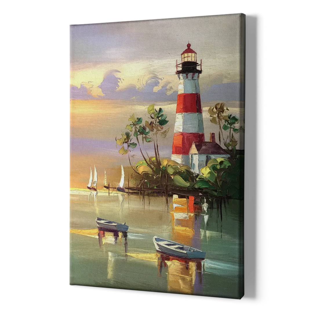 Hilton Head Island Coastal Lighthouse Nautical - Canvas Print Art Sides
