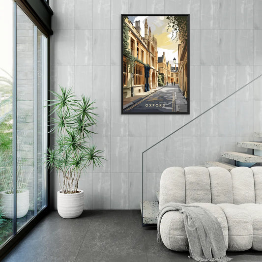 Oxford Historic Streets - Living Room Black Frame Canvas