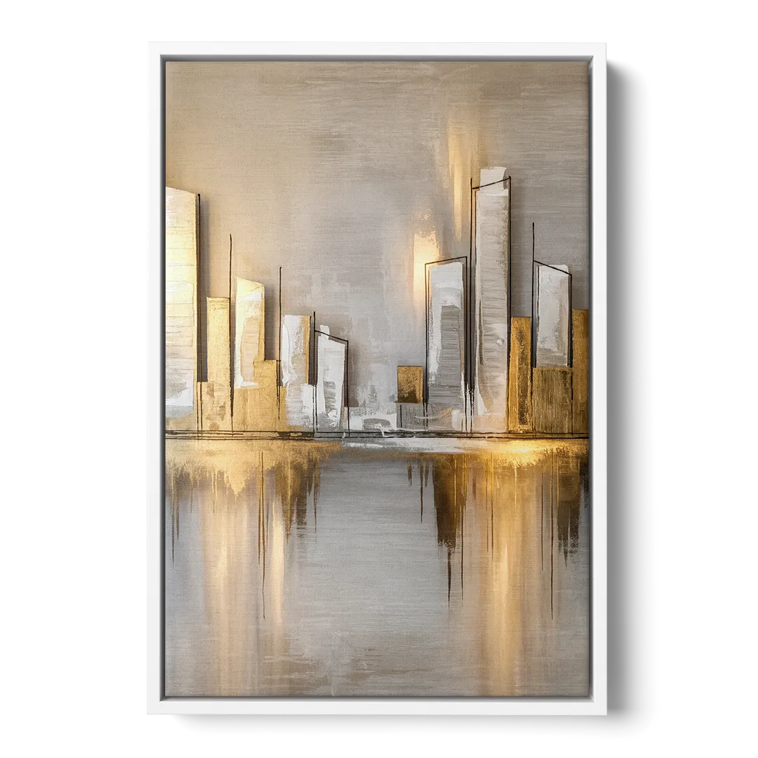 Marietta Abstract Cityscape - White Frame Canvas