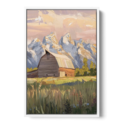 Jackson Hole Grand Teton Backdrop - White Frame Canvas
