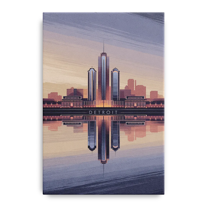 Detroit Skyline Reflections - Canvas Wall Art
