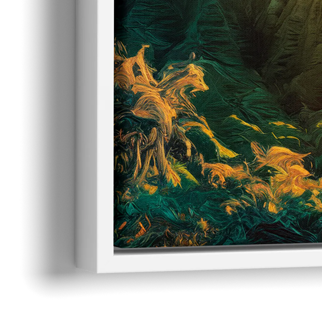 Honolulu Sunset Over Mountains - Close-Up White Frame Canvas