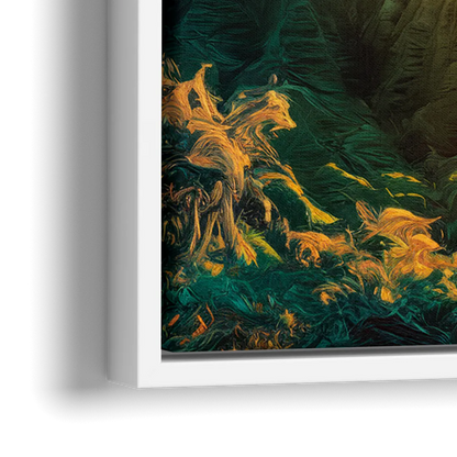 Honolulu Sunset Over Mountains - Close-Up White Frame Canvas