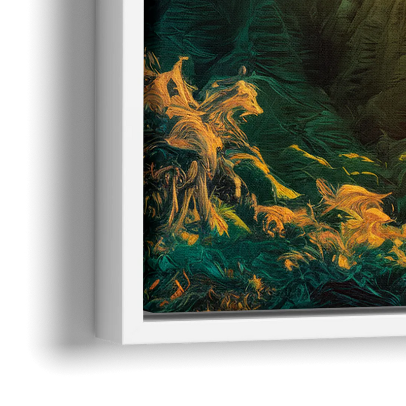 Honolulu Sunset Over Mountains - Close-Up White Frame Canvas