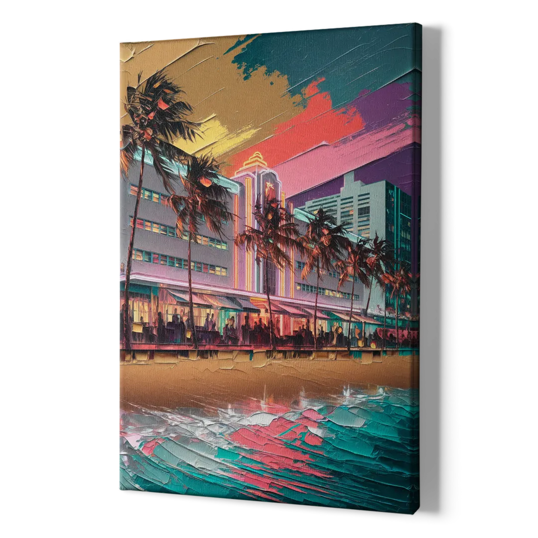 Miami South Beach Charm - Canvas Print Art Sides