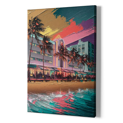 Miami South Beach Charm - Canvas Print Art Sides