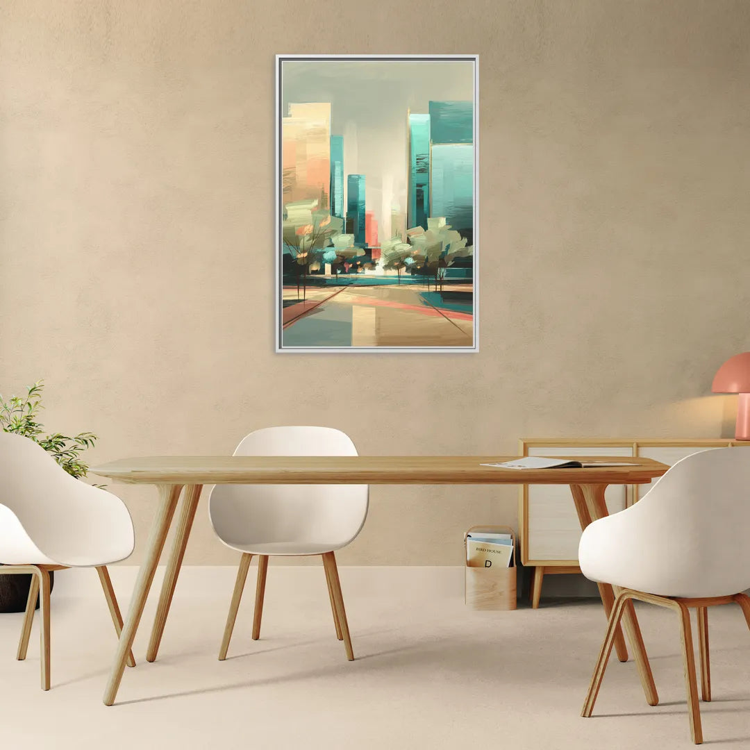 Dallas Arts District - Living Room White Frame Canvas