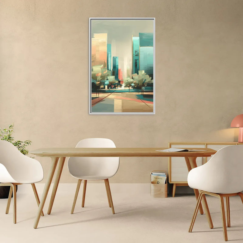 Dallas Arts District - Living Room White Frame Canvas
