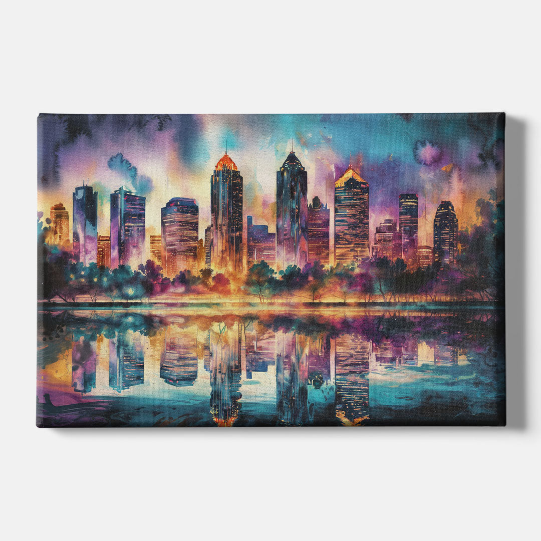 Atlanta Skyline With Reflection - Canvas Wall Art