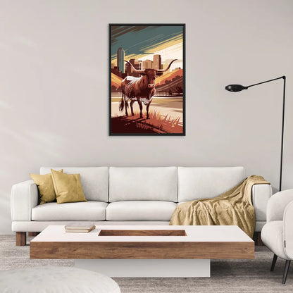 Austin Texas Longhorn Spirit - Living Room Black Frame Canvas