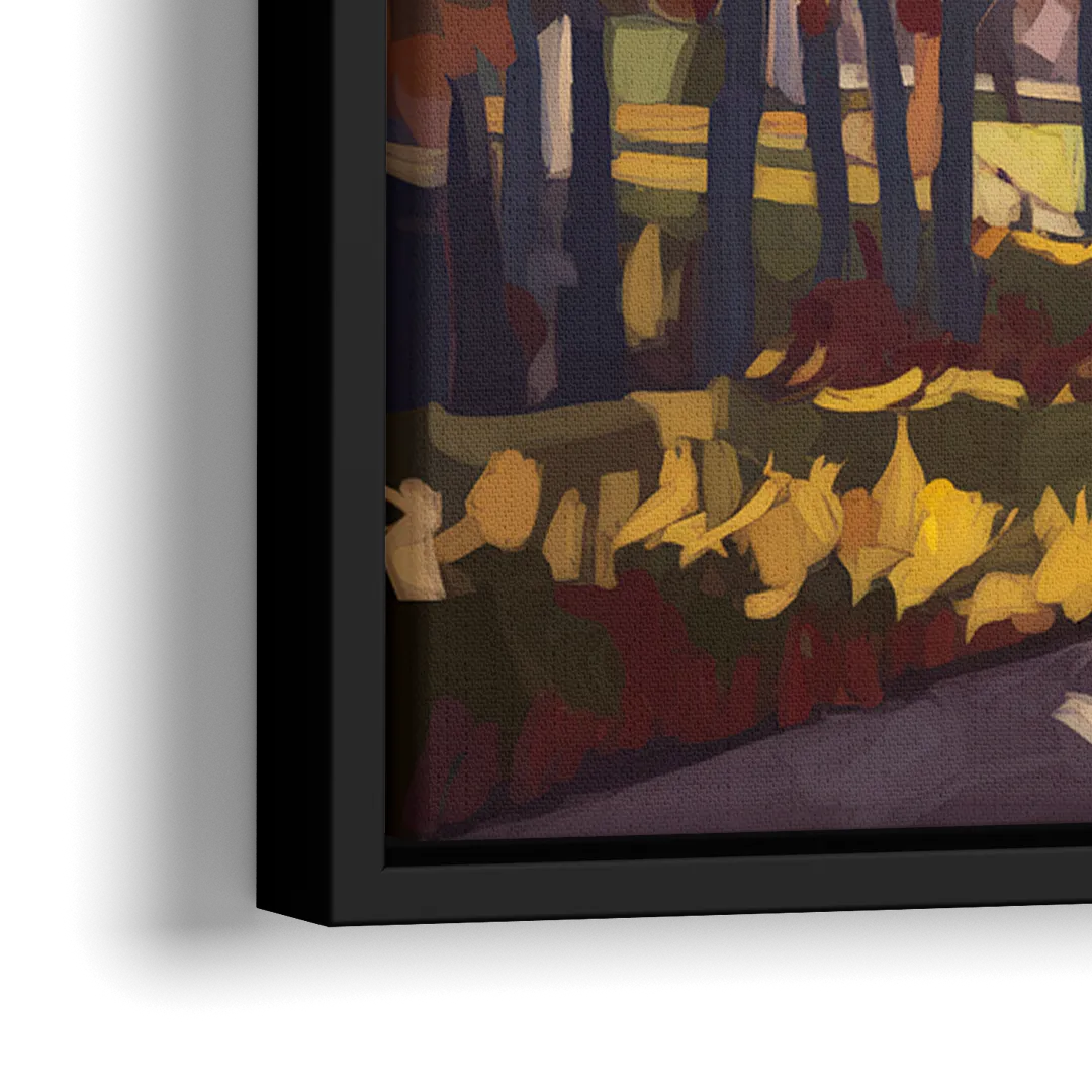 Fort Wayne Autumn Colors - Close-Up Black Frame Canvas