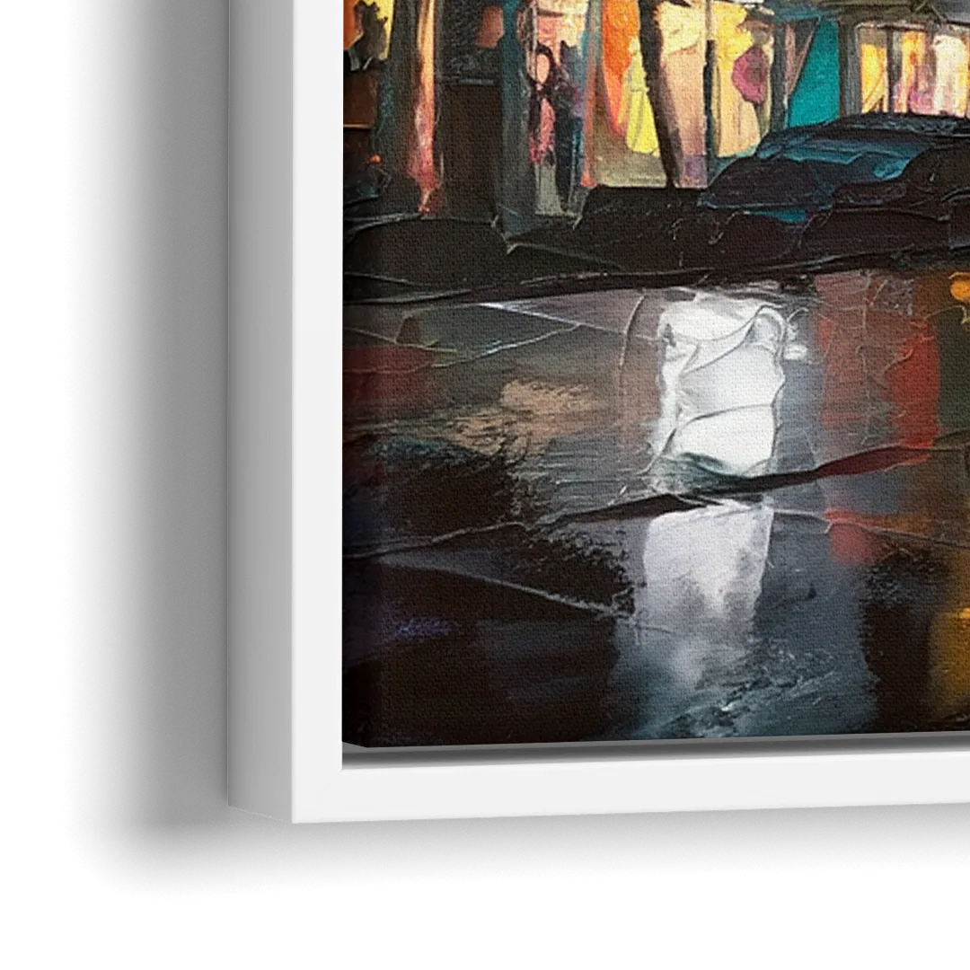 Miami Ocean Drive Lights - Close-Up White Frame Canvas