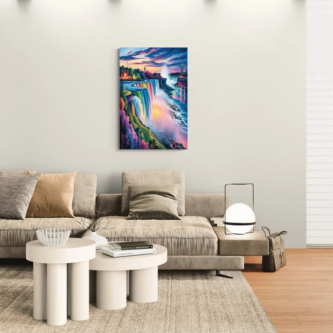 Niagara Falls Rainbow Light - Canvas Wall Art Living Room