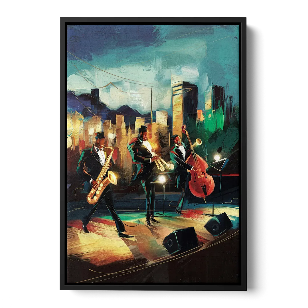 Salt Lake City Jazz Tribute - Black Frame Canvas