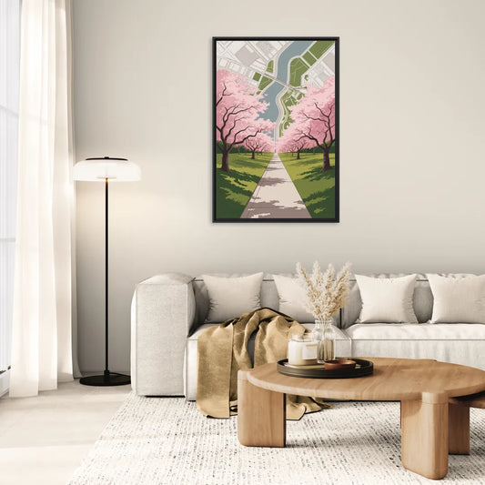 High Park Cherry Blossoms - Living Room Black Frame Canvas
