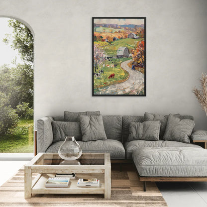 Lancaster PA Seasons - Living Room Black Frame Canvas